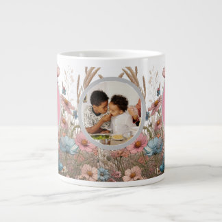 Café Gigante Taza de jardín floral elegante con flores silvestr