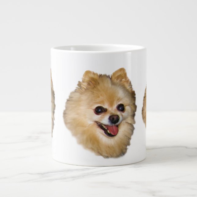 Café Gigante Taza de la especialidad del perro de Pomeranian (Frente)