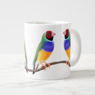 Café Gigante Taza de los pares del pinzón de Gouldian