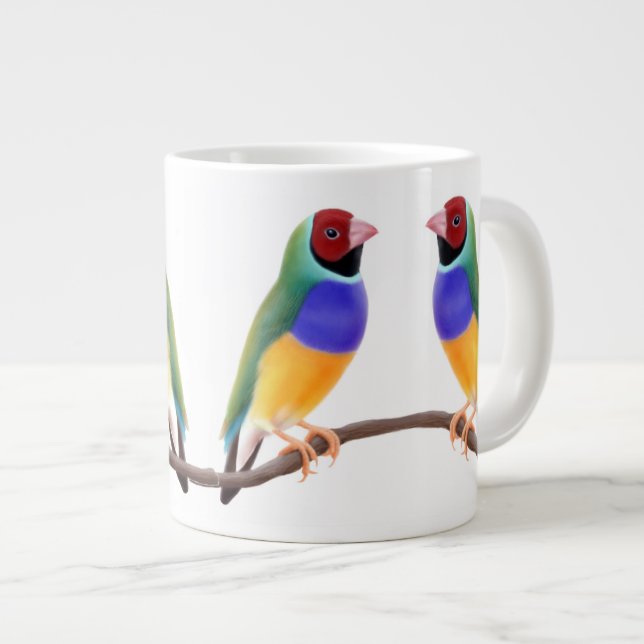 Café Gigante Taza de los pares del pinzón de Gouldian (Derecha)