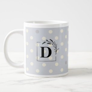 Café Gigante Taza de monograma de lunares elegantes – Regalo pe