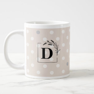 Café Gigante Taza de monograma de lunares elegantes – Regalo pe
