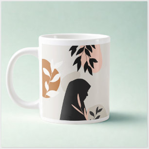 Café Gigante Taza de monograma de niña con hiyab Boho Terraco