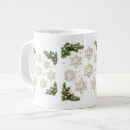 Café Gigante Taza de Navidad Copos de Nieve y Pino