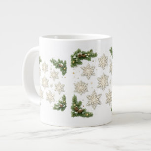 Café Gigante Taza de Navidad Copos de Nieve y Pino