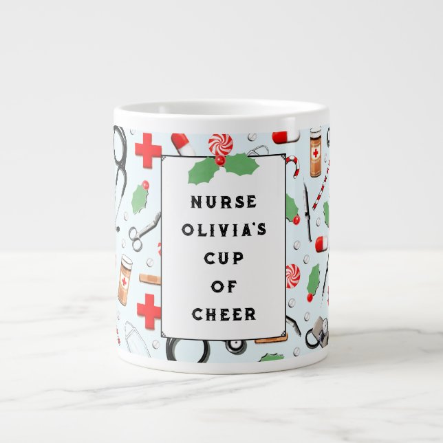 Café Gigante Taza de navidad de enfermera (Frente)