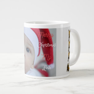 Café Gigante Taza de regalo con foto de amor de Navidad del ado
