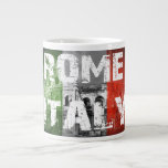 Café Gigante Taza de Roma Italia<br><div class="desc">La bandera de país de Roma Italia acodó sobre el coliseo,  el blanco del verde y el rojo romanos</div>
