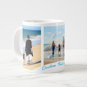 Café Gigante Taza de texto de collage de fotos personalizadas c