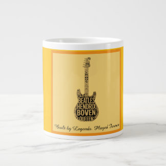 Café Gigante Taza de tipografía de guitarra de leyendas del roc