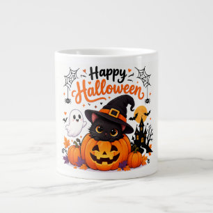 Café Gigante Taza de viaje Feliz Halloween de gato lindo - Bruj
