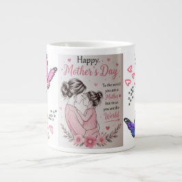 Café Gigante Taza del Día de la Madre Mariposa Feliz