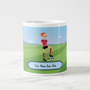 Café Gigante Taza del jugador de fútbol del dibujo animado para