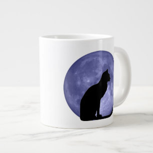 Café Gigante Taza del jumbo de la luna azul del gato negro