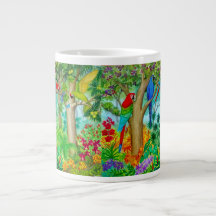 Taza del jumbo del arte de la selva del loro del