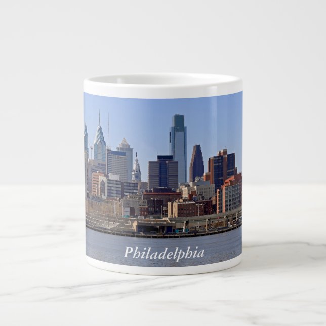 Café Gigante Taza del jumbo del horizonte de Philadelphia (Frente)