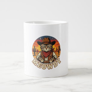 Café Gigante Taza divertida de vaquero gato occidental Meowdy
