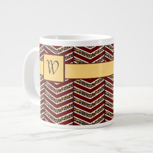 Café Gigante Taza Especial con Estampado de Chevron y Leopardo