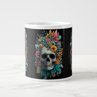 Café Gigante Taza especial de arte botánico gótico con cráneo f
