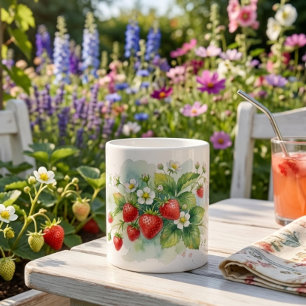 Café Gigante Taza especial de fresas y flores