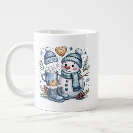 Café Gigante Taza especial de muñeco de nieve de invierno