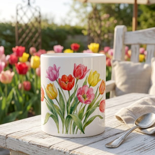 Café Gigante Taza especial de tulipanes de primavera