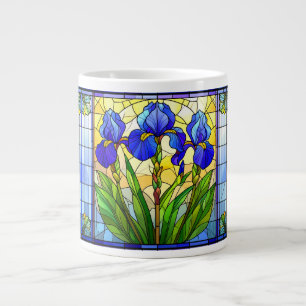 Café Gigante Taza especial de vidrio emplomado con iris azul