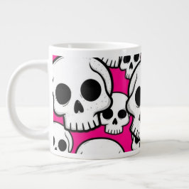 Café Gigante Taza Especial Jumbo con Patrón de Calavera Rosa