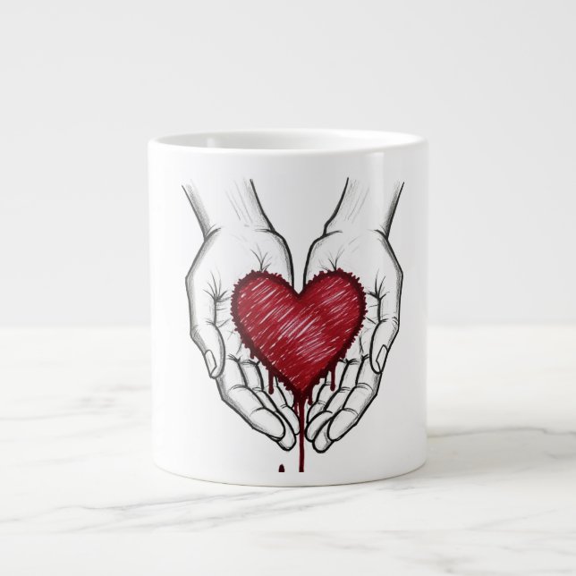 Café Gigante Taza estética de corazón sangrante (Frente)