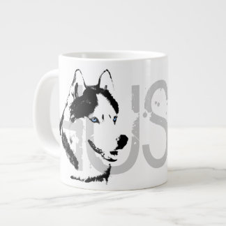 Café Gigante Taza fornida del perro de Sleg del husky siberiano