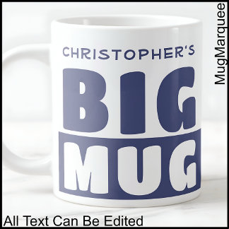 Café Gigante Taza Grande Azul de Dos Tonos con Texto de Nombre