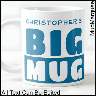 Café Gigante Taza Grande Azul de Dos Tonos con Texto de Nombre