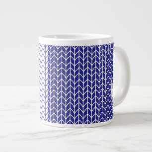 Café Gigante Taza Grande Blanca de Punto Azul y Blanco