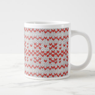 Café Gigante Taza grande de punto nórdico rojo