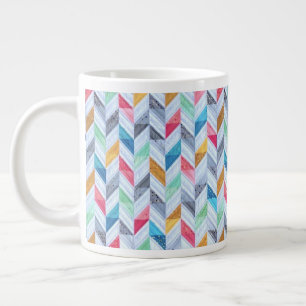Café Gigante Taza Grande - Patrón de espiga multicolor