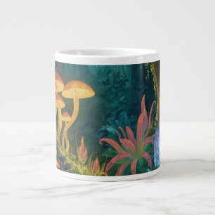 Café Gigante Taza Jumbo Bosque de Hongos Mágicos Brillantes