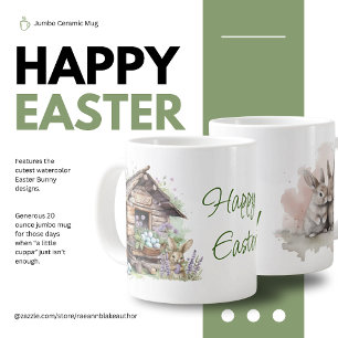 Café Gigante Taza Jumbo Conejo Feliz de Pascua