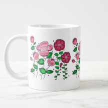 Taza Jumbo de 20 oz. con flores rosadas