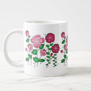 Café Gigante Taza Jumbo de 20 oz. con flores rosadas