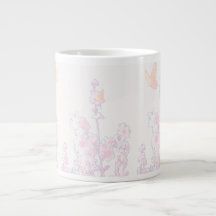 Taza Jumbo de Floral Suave y Mariposa en Pastel