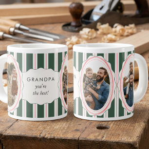 Café Gigante Taza Jumbo de rayas Preppy con varias fotos para a