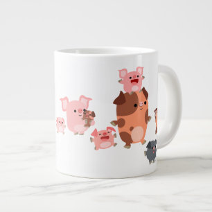 Café Gigante Taza Jumbo Familia de Cerdo de Dibujos Animados Li