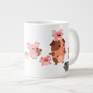 Café Gigante Taza Jumbo Familia de Cerdo de Dibujos Animados Li