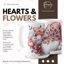 Taza Jumbo Gnomo de Corazones y Flores