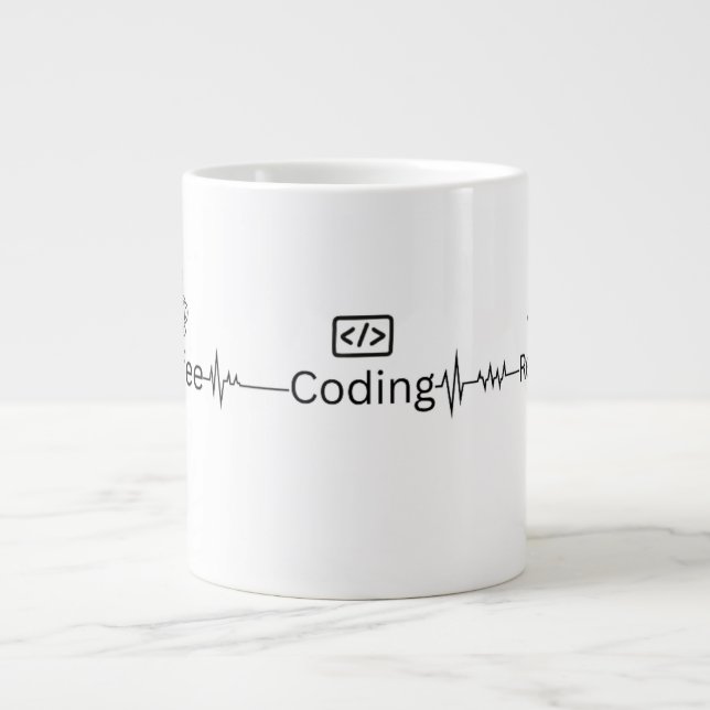 Café Gigante Taza Jumbo 'Latido de Codificación' para Programad (Frente)