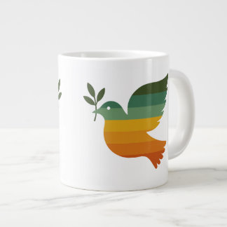 Café Gigante Taza Jumbo Paloma de la Paz Arcoíris Retro