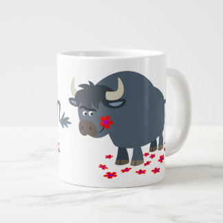 Café Gigante Taza Jumbo Toro de Dibujos Animados y Flor Roja Li