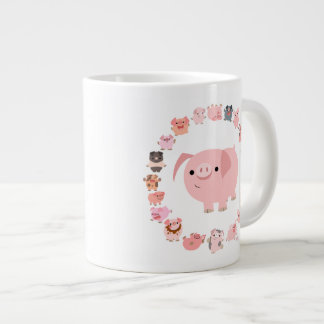 Café Gigante Taza linda del jumbo de la mandala del cerdo del