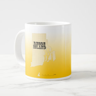 Café Gigante Taza - Mapa del estado de Rhode Island con ciudad