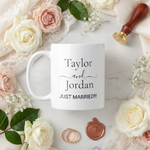 Café Gigante Taza Minimalista de Boda "Recién Casados" Moderna